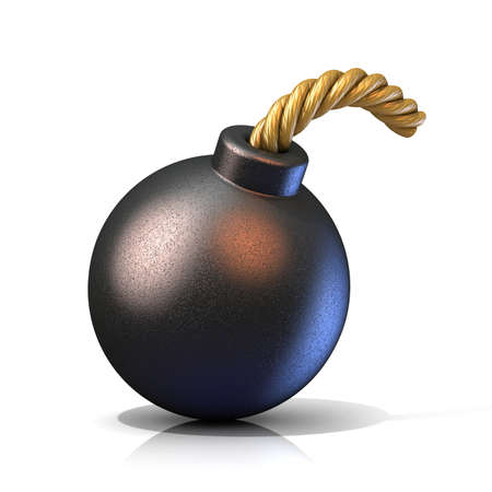 Retro black bomb isolated on white background. 3D render iIlustration