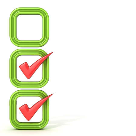 Check boxes with correct check mark. Isolated on white background.