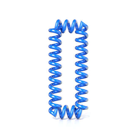 Spring, spiral cable font collection letter - I. 3D render illustration, isolated on white backgroundの写真素材
