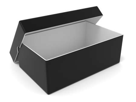 Empty black box, 3D render illustration isolated on white backgroundの写真素材