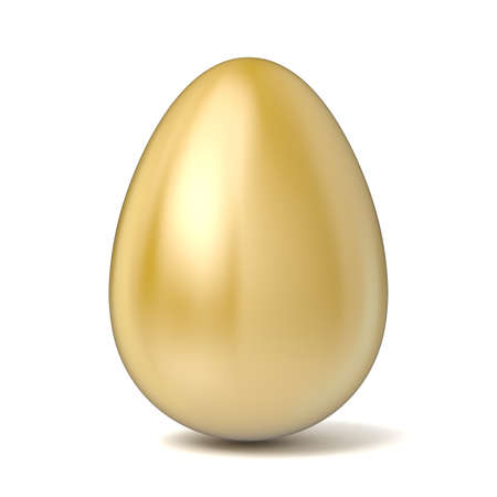 Golden egg. 3D render illustration isolated on white backgroundの写真素材