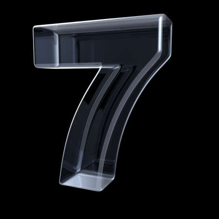 Transparent x-ray number 7 SEVEN. 3D render illustration on black backgroundの写真素材