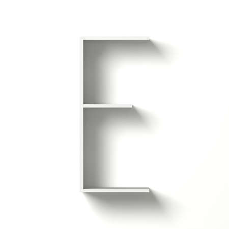 Long shadow font. Letter E. 3D render illustration isolated on white backgroundの写真素材