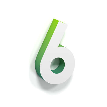 Green gradient and soft shadow number SIX - 6. 3D render illustration isolated on white background