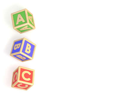 ABC list. Letter blocks A, B and C isolated on white background. 3D render illustration