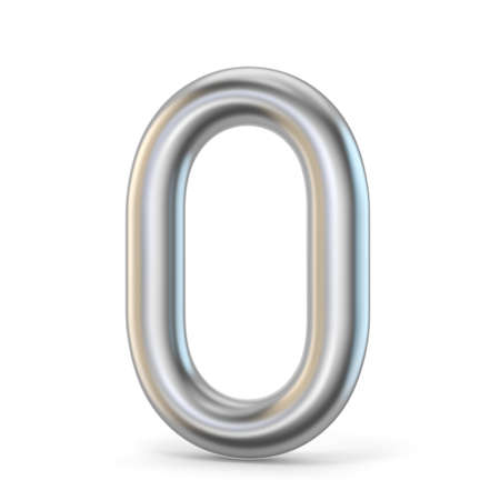 Metal alphabet symbol. Letter O 3D render illustration isolated on white backgroundの写真素材