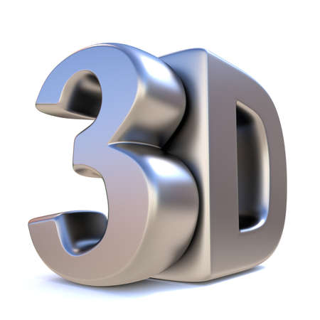 Shiny metallic word 3D render illustration isolated on white backgroundの写真素材