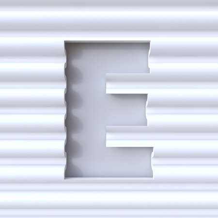 Cut out font in wave surface LETTER E 3D rendering illustration