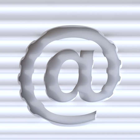 Cut out font in wave surface AT SIGN 3D rendering illustrationの写真素材