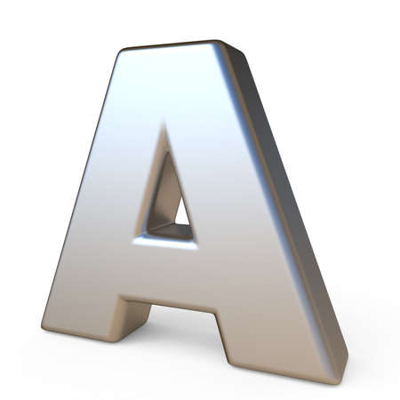 Metal font LETTER A 3D render illustration isolated on white backgroundの写真素材