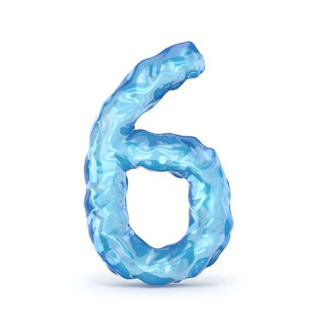 Ice font number 6 SIX 3D render illustration isolated on white backgroundの写真素材