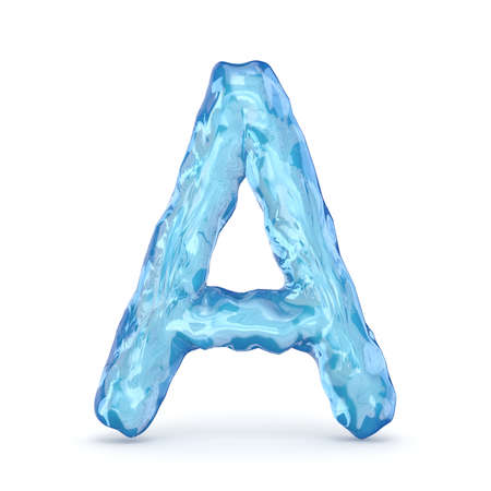 Ice font letter A 3D render illustration isolated on white backgroundの写真素材