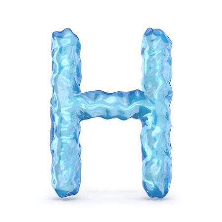 Ice font letter H 3D render illustration isolated on white backgroundの写真素材