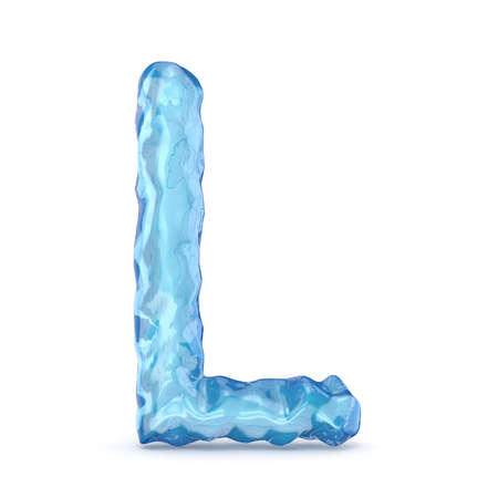 Ice font letter L 3D render illustration isolated on white backgroundの写真素材