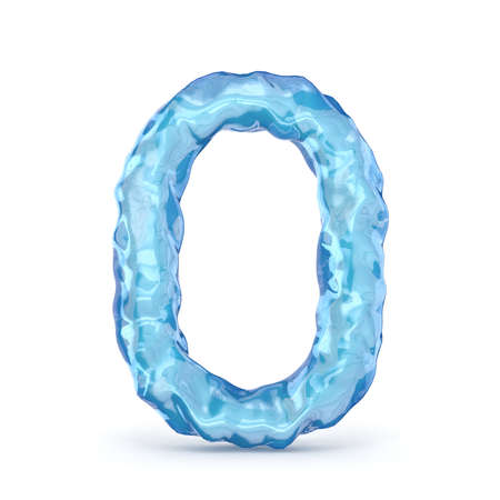 Ice font letter O 3D render illustration isolated on white backgroundの写真素材