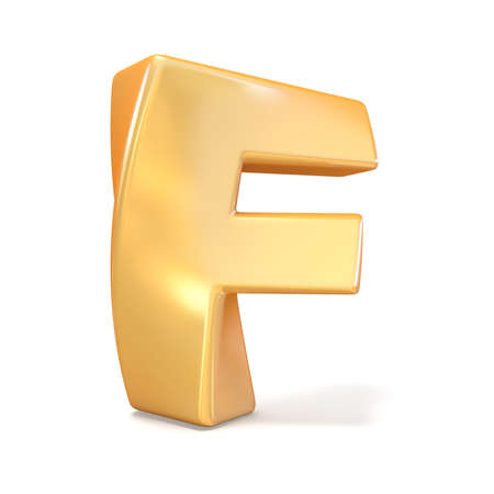 Orange twisted font uppercase letter F 3D render illustration isolated on white backgroundの写真素材