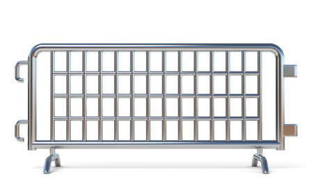 Steel barricades Front view 3D render illustration isolated on white backgroundの写真素材