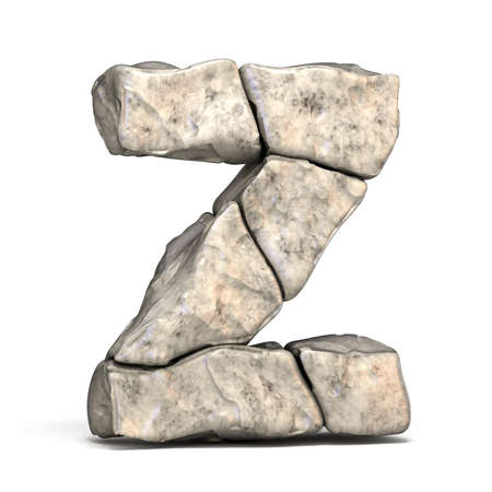 Stone font letter Z 3D render illustration isolated on white backgroundの写真素材
