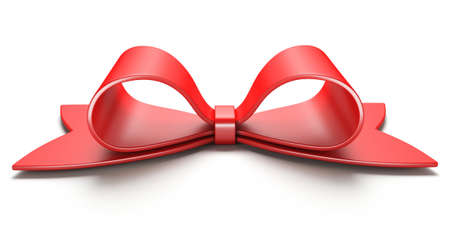 Red gift ribbon bow 3D rendering illustration isolated on white background