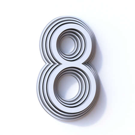 Three steps font number 8 EIGHT 3D render illustration isolated on white background