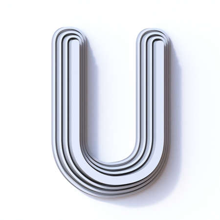 Three steps font letter U 3D render illustration isolated on white backgroundの写真素材