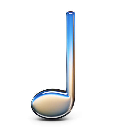 Music sign quarter note 3D rendering illustration isolated on white backgroundの写真素材