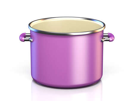 Purple cooking pot 3D render illustration isolated on white backgroundの写真素材