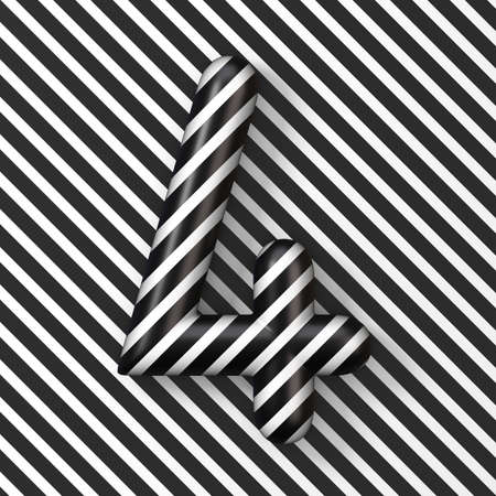 Black and white stripes Number 4 3D render illustrationの写真素材