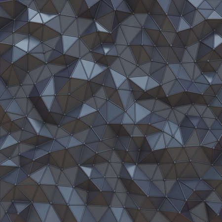 Black abstract polygonal triangle background 3D render illustrationの写真素材