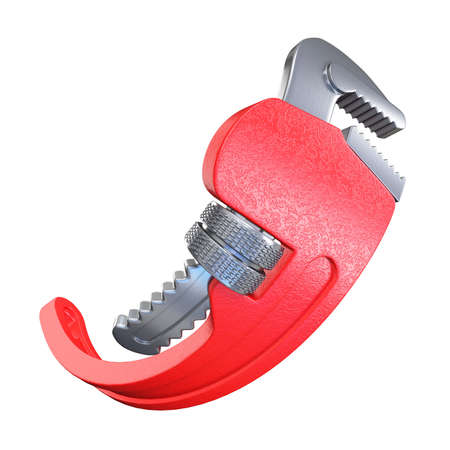 Impossible curved pipe wrench 3D rendering illustration isolated on white backgroundの写真素材
