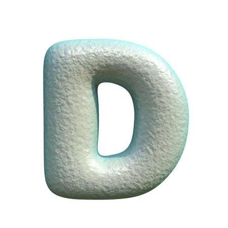 Grey blue clay font Letter D 3D rendering illustration isolated on white backgroundの写真素材