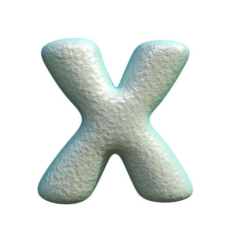 Grey blue clay font Letter X 3D rendering illustration isolated on white backgroundの写真素材