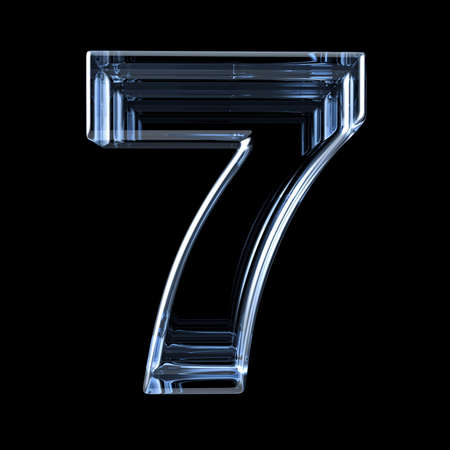 Transparent x-ray number 7 SEVEN. 3D render illustration on black background
