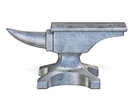 Blacksmith anvil 3D render illustration isolated on white backgroundの写真素材
