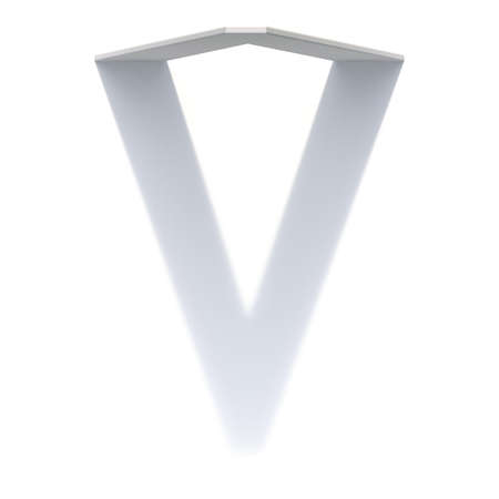 Vertical drop shadow font Letter V 3D render illustration isolated on white backgroundの写真素材
