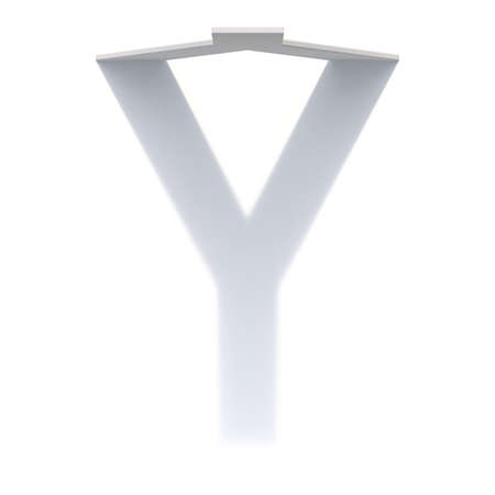 Vertical drop shadow font Letter Y 3D render illustration isolated on white backgroundの写真素材