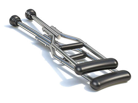 Crutches 3D render illustration isolated on white backgroundの写真素材