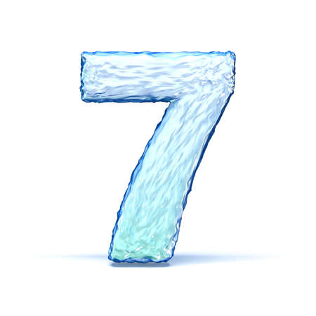Ice crystal font Number 7 SEVEN 3D render illustration isolated on white background