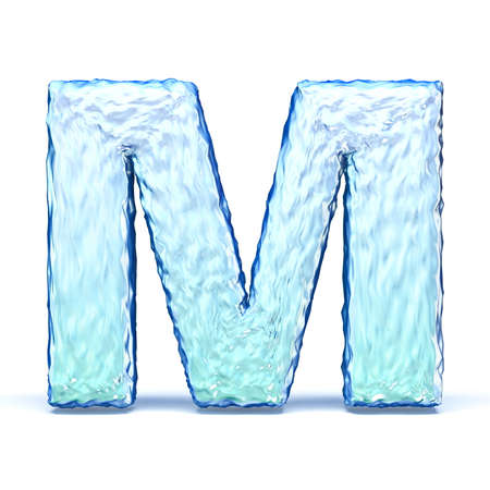 Ice crystal font letter M 3D render illustration isolated on white backgroundの写真素材