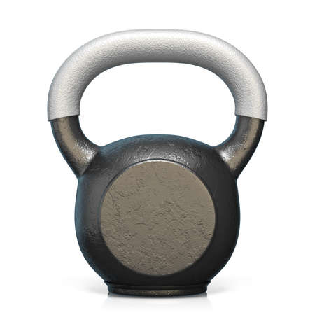 Kettle bell weight 3D rendering illustration isolated on white backgroundの写真素材