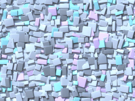 Abstract geometric four pastel color Chaotic rectangles background 3D render illustration