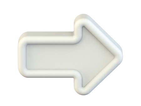 White right arrow icon 3D render illustration isolated on white background