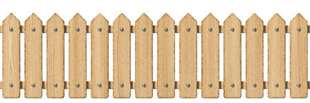 Wooden fence 3D render illustration isolated on white backgroundの写真素材