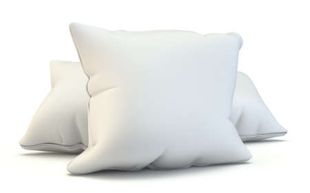 Square pillows 3D render illustration isolated on white backgroundの写真素材