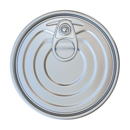 Metal tin Top view 3D render illustration isolated on white background