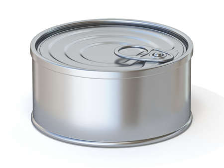 Metal tin Side view 3D render illustration isolated on white background