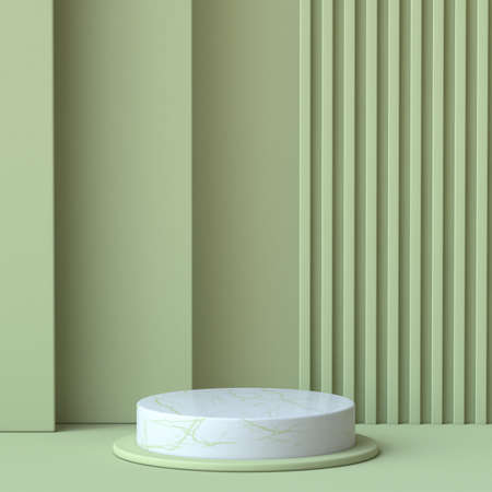 Green and brown abstract background with stripe pattern wall 3D render illustrationの写真素材