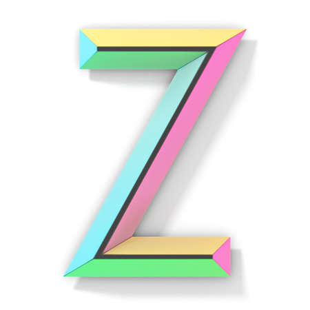 Neon color bright font Letter Z 3D render illustration isolated on white backgroundの写真素材