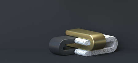 Abstract background U shape composition 3D render illustration on black background