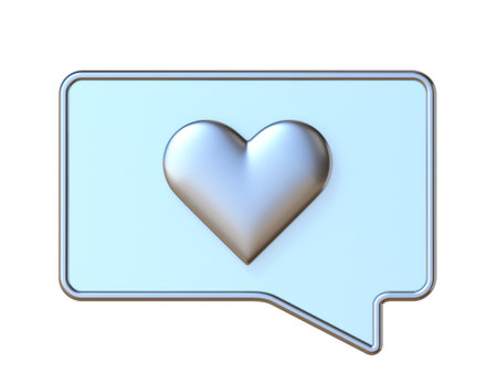 Favorites heart icon 3D render illustration isolated on white backgroundの写真素材